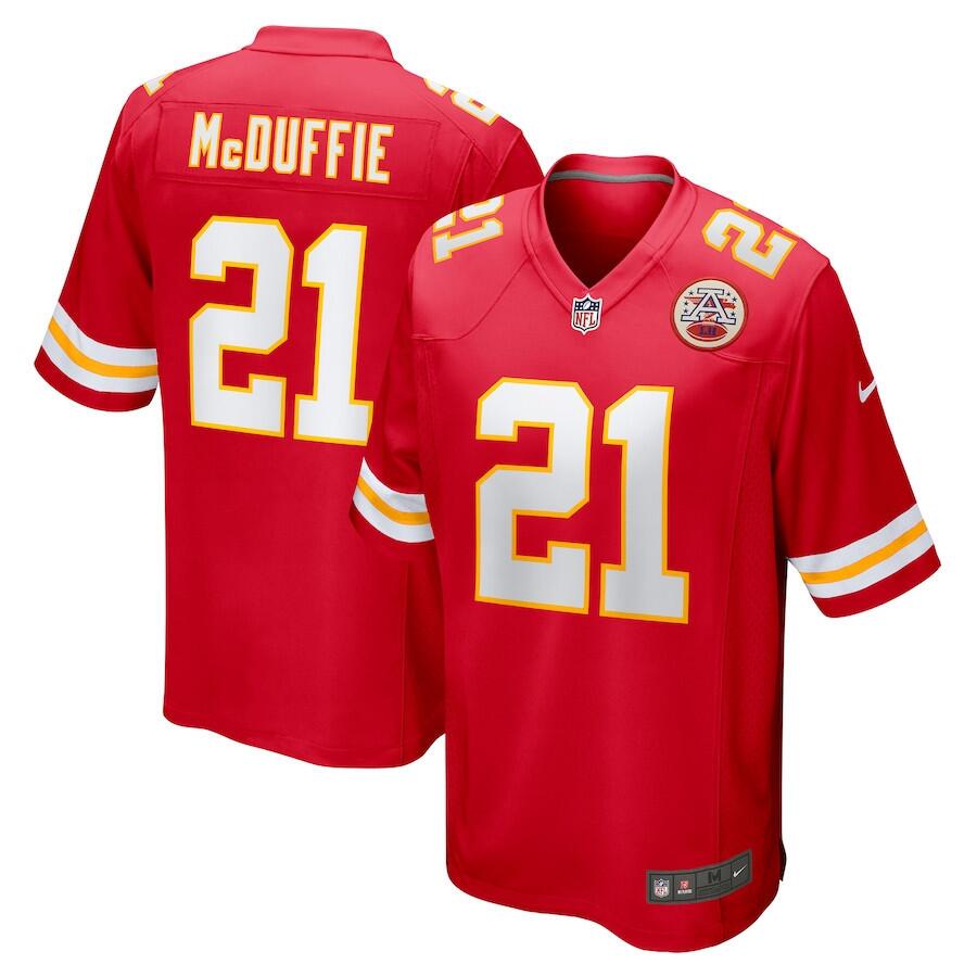 Toddlers Kansas City Chiefs #21Trent McDuffie Red Stitched Game Jersey